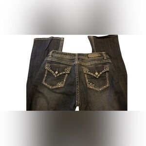 ROCK & ROLL DENIM WOMEN'S MEDIUM WASH MID RISE STRETCH BOOTCUT JEANS SIZE 32x34